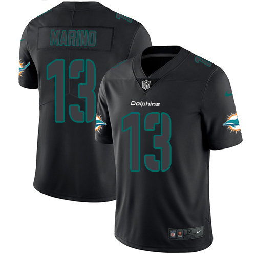 Nike Miami Dolphins #13 Dan Marino Black Men Stitched NFL Limited Rush Impact Jersey